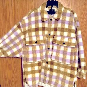 Zara wool blend plaid jacket.